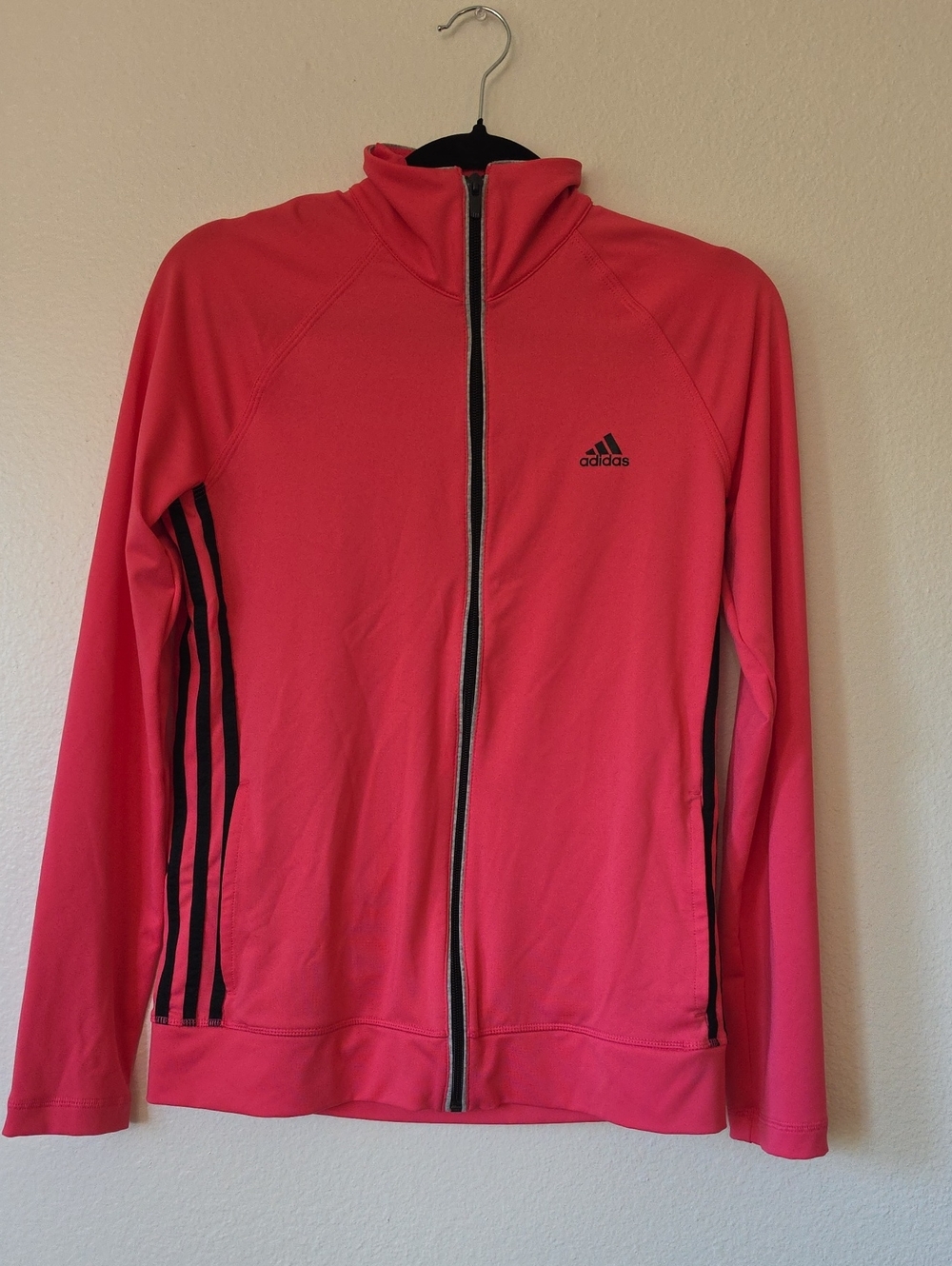 adidas Pink Full-Zip Track Jacket with Black Stripes